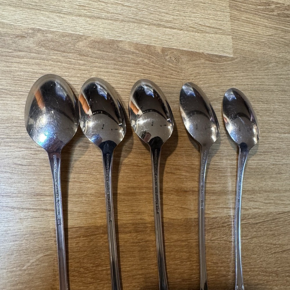 KENNETT SQUARE 5 Iced Tea Spoons Oneida Distinction Deluxe Stainless HH - Picture 9 of 12